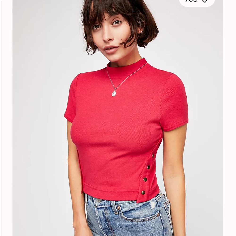 NWOT Free People Fuchsia Snap Back Tee